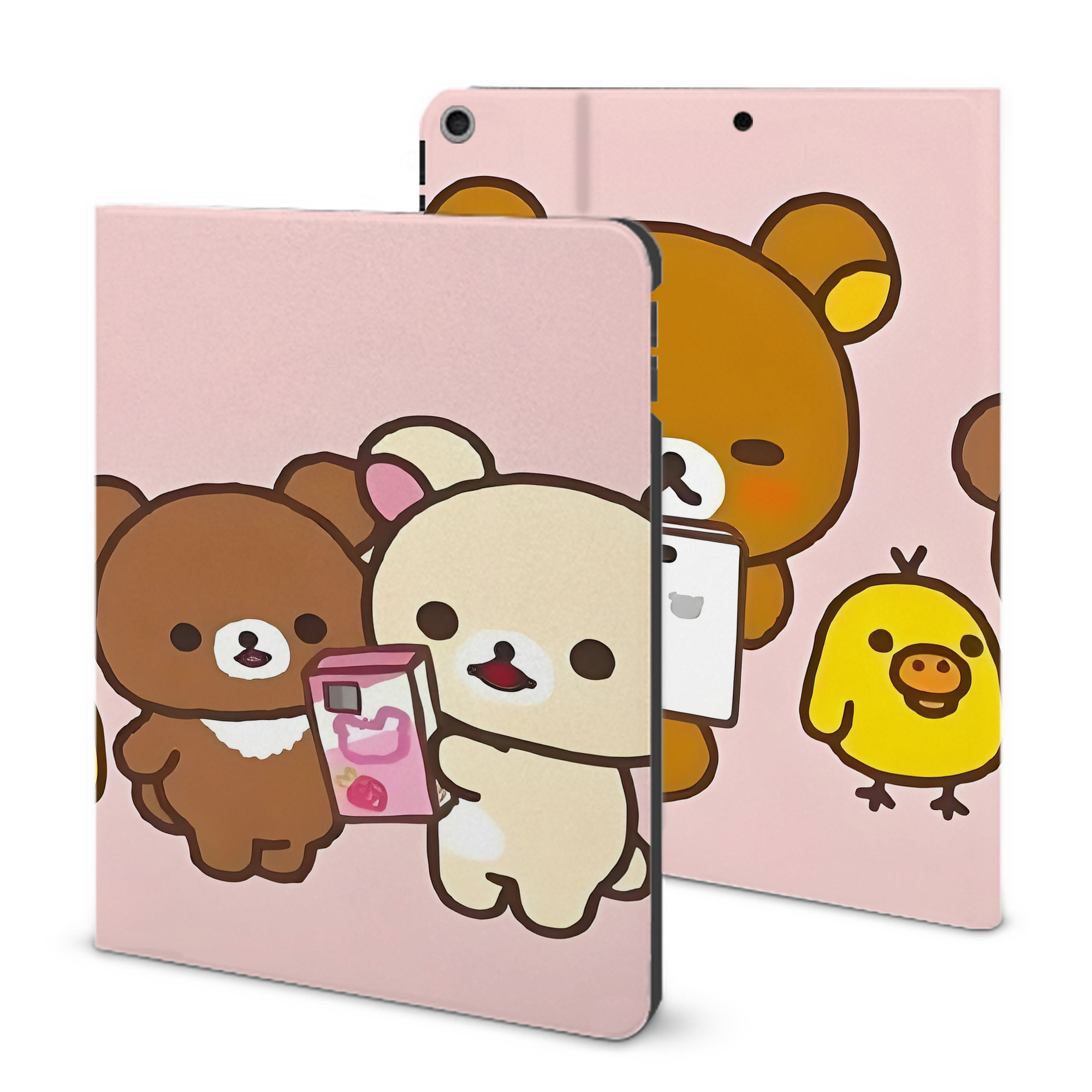 （画像用） リラックマ リラックマ キイロイトリ Rilakkuma Korilakkuma Kiiroitori IPad ケース ブック型 PUレザー TPU 耐衝撃 軽量 薄型 ペン収納なし 全面保護 IPad 各モデル対応